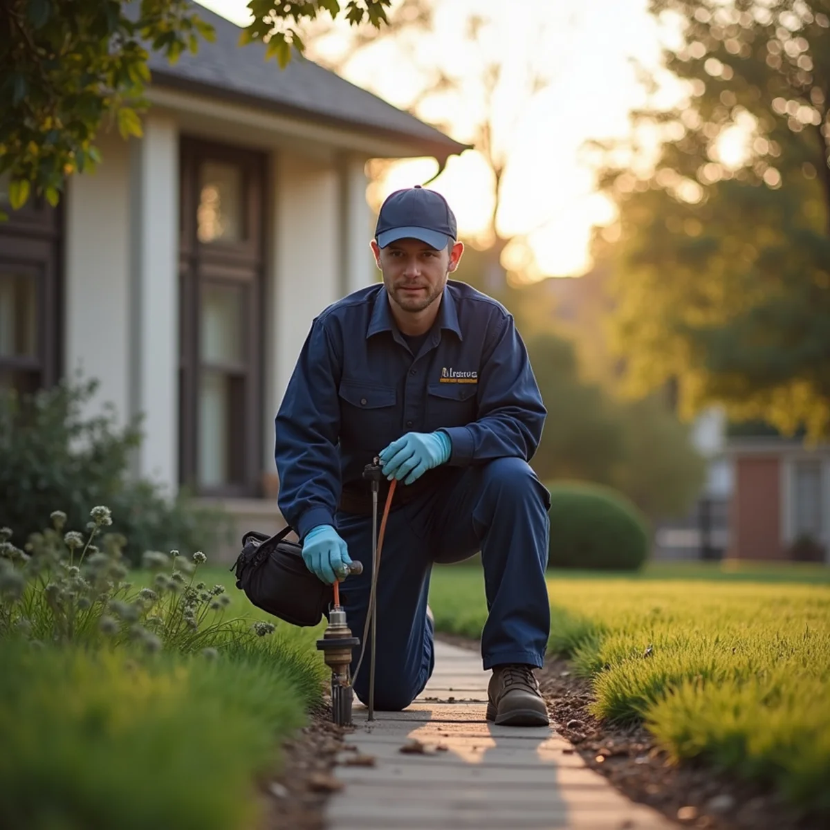 Belt Line Plumbing technician on a service call in Aledo, TX — bearcat country