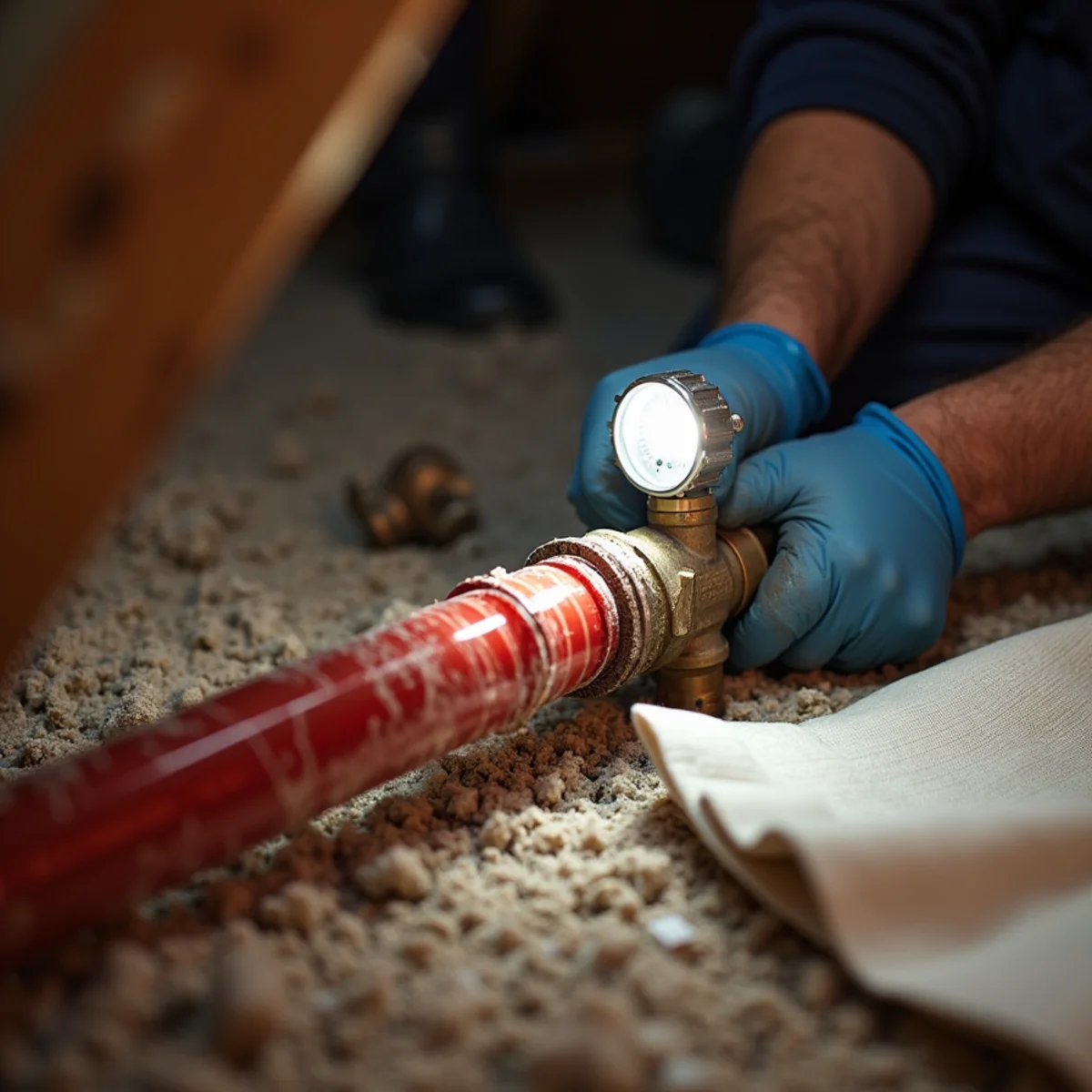 Finished burst pipe repair job in an Addison, TX home by Belt Line Plumbing