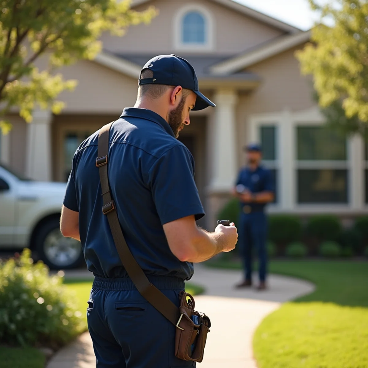 Belt Line Plumbing technician on a service call in Cedar Hill, TX — escarpment terrain