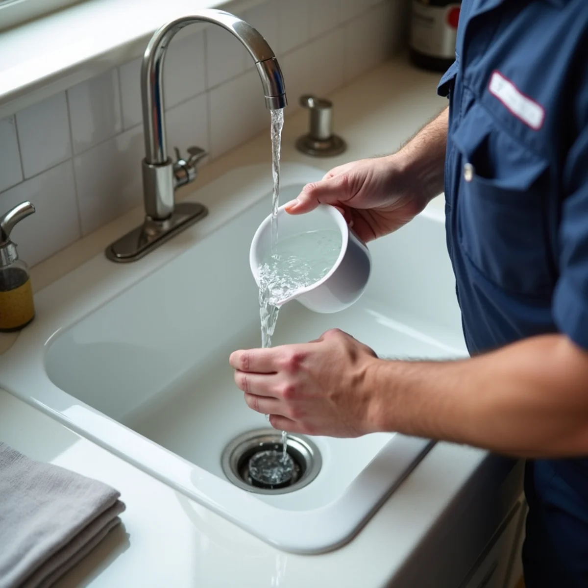 Finished drain cleaning job in an Addison, TX home by Belt Line Plumbing