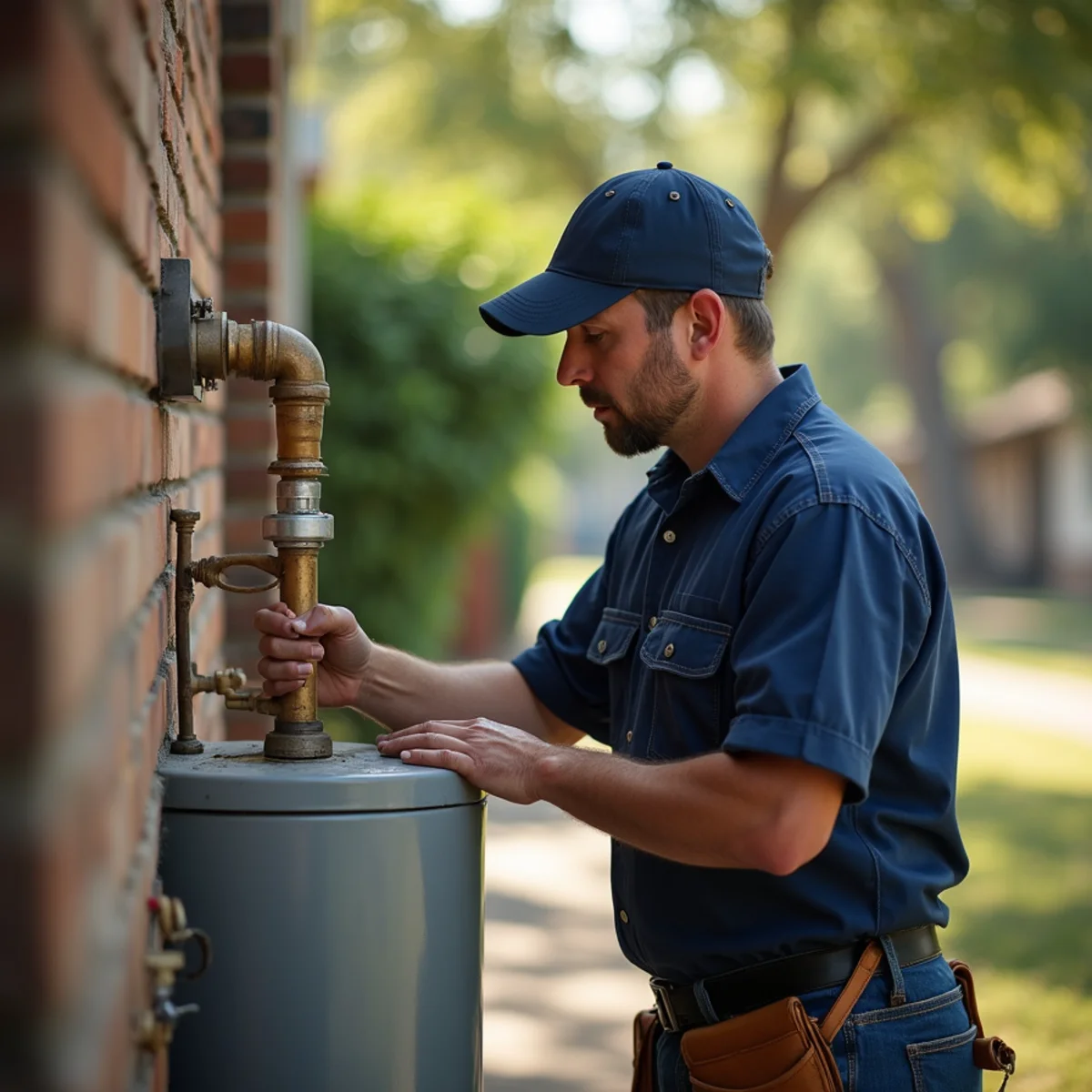 Belt Line Plumbing technician on a service call in Ennis, TX — bluebonnet capital