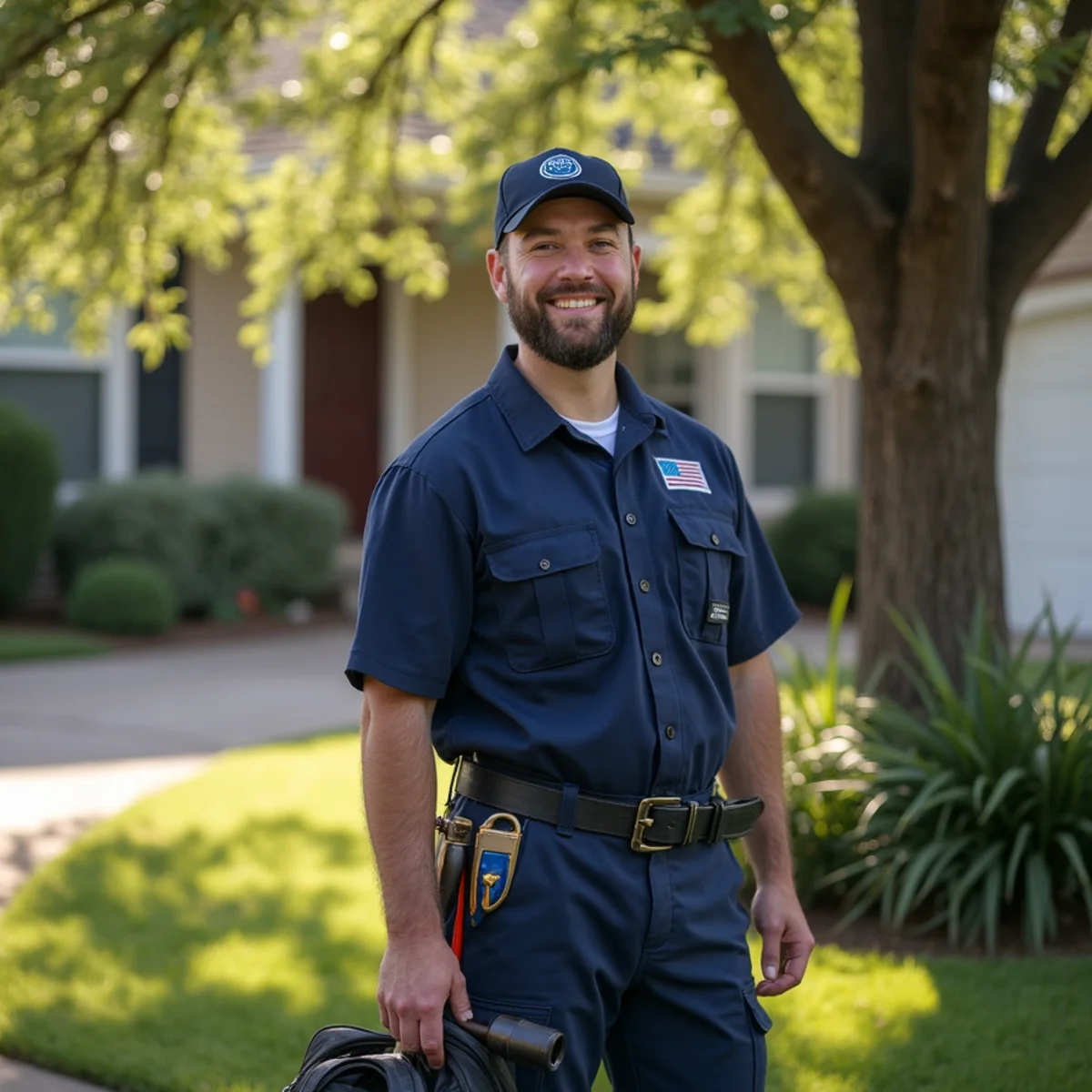 Belt Line Plumbing technician on a service call in Hickory Creek, TX — small lake town