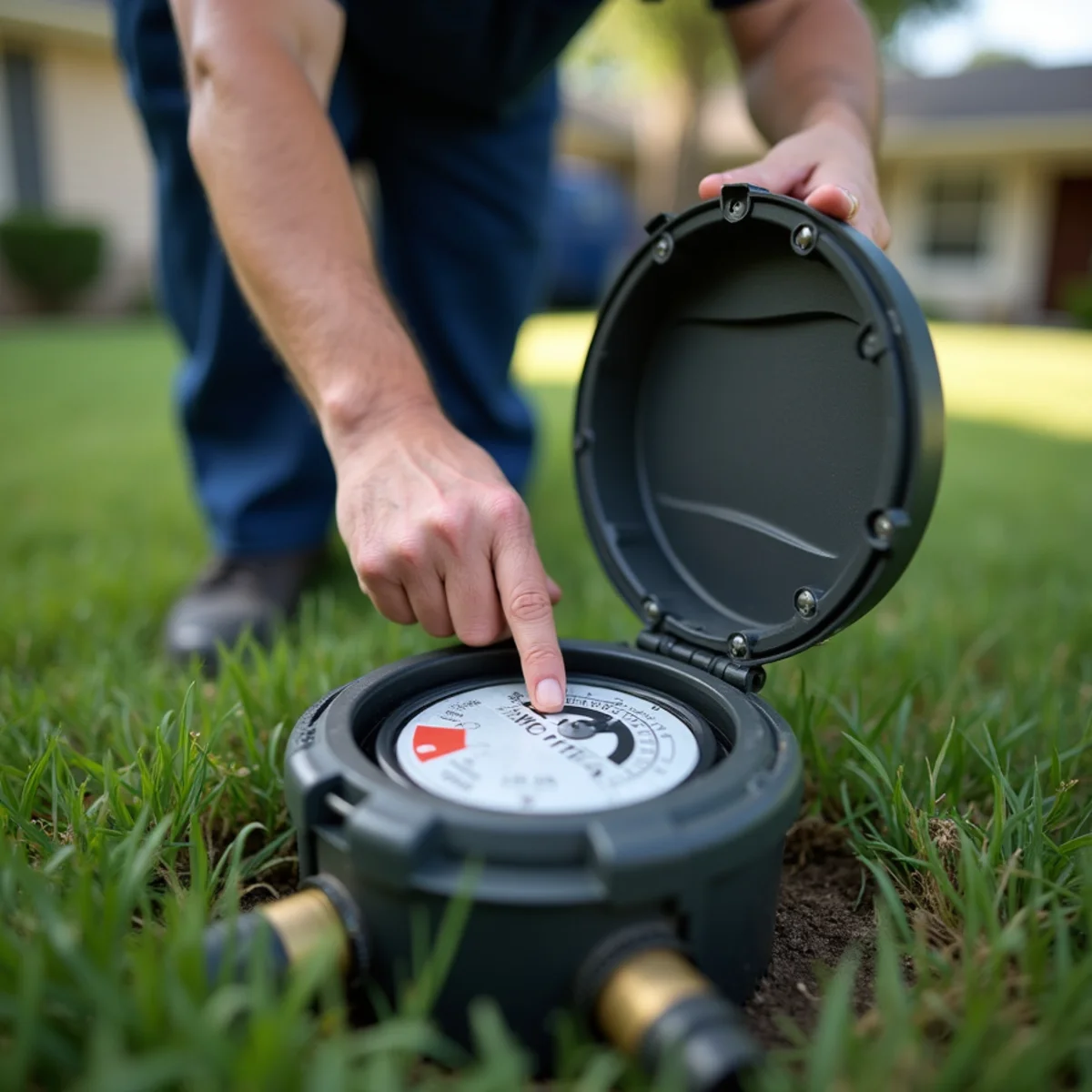 Water meter reading test for hidden leak in Addison, TX home