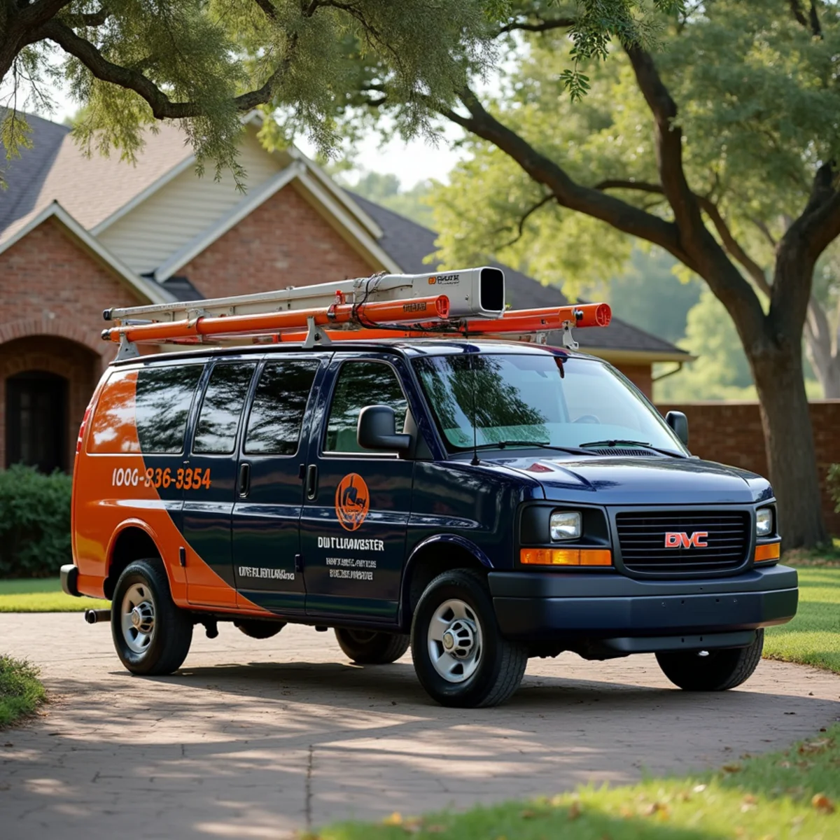 Belt Line Plumbing service truck parked at an Addison, TX home