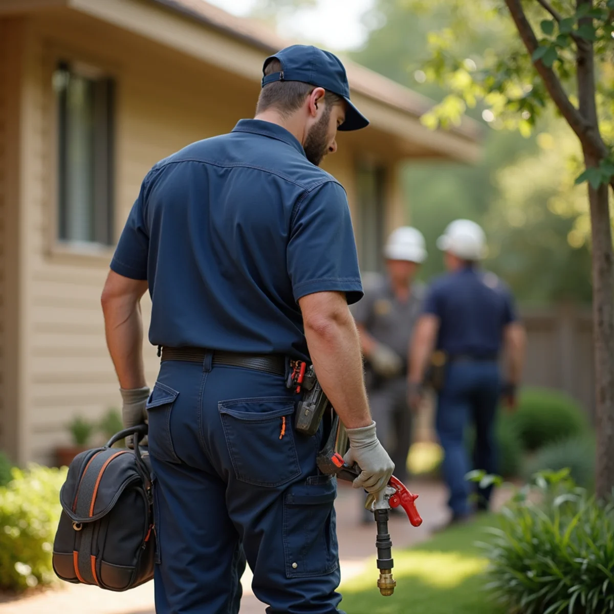 Belt Line Plumbing technician on a service call in Irving, TX — las colinas urban center