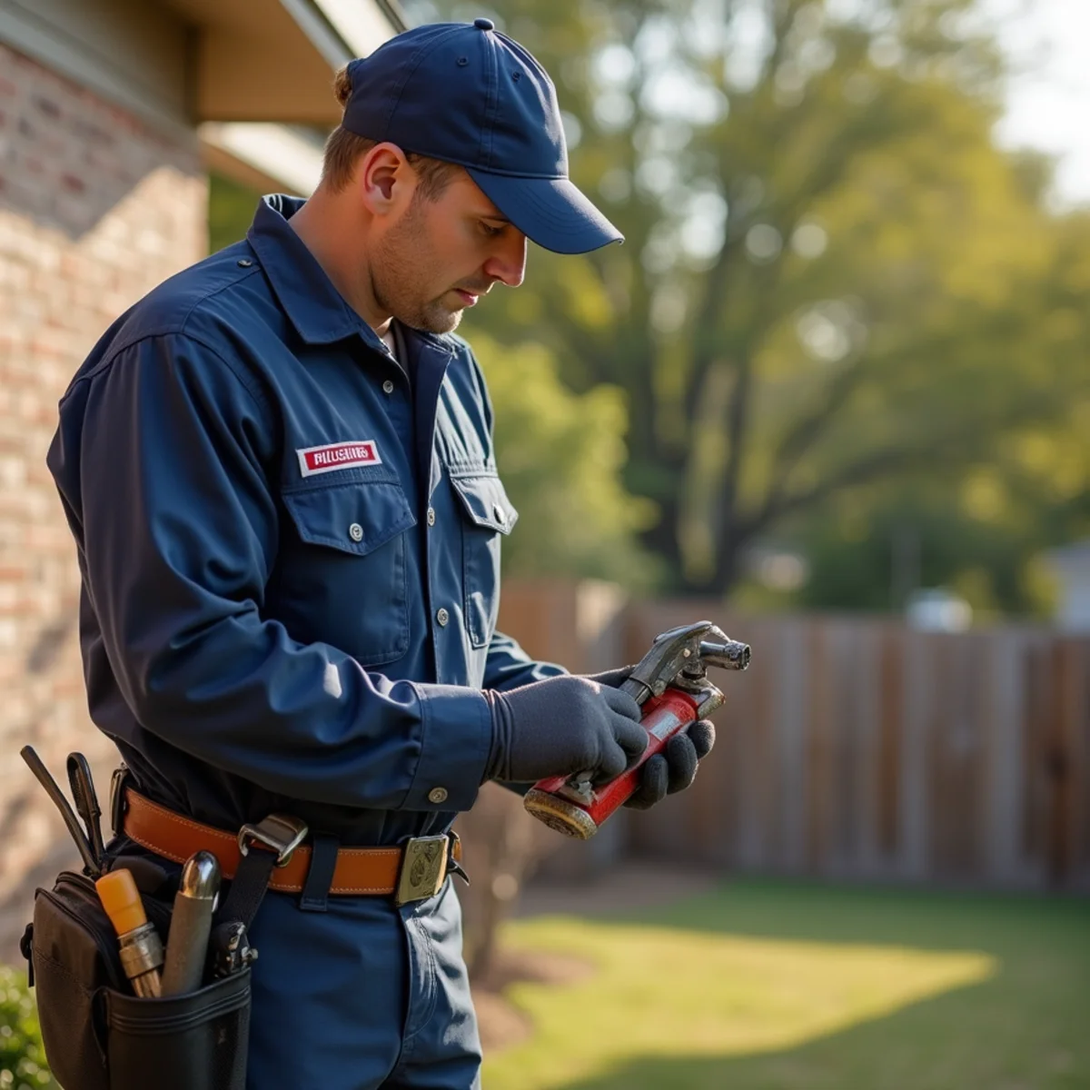 Belt Line Plumbing technician on a service call in Krum, TX — small denton county town