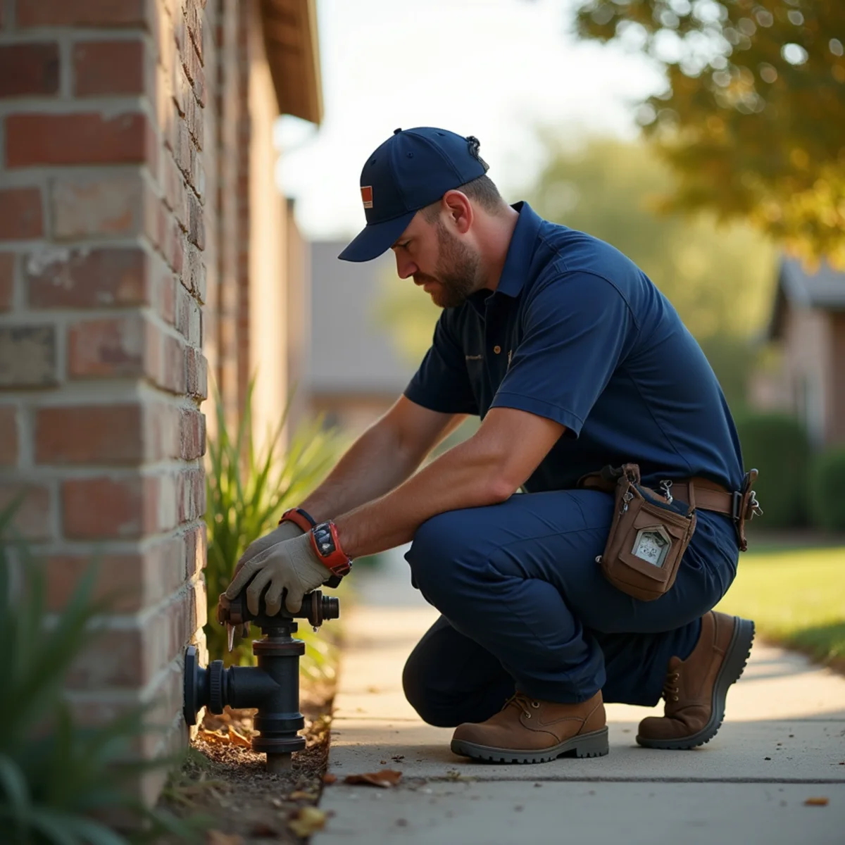 Belt Line Plumbing technician on a service call in Little Elm, TX — lakefront boom town