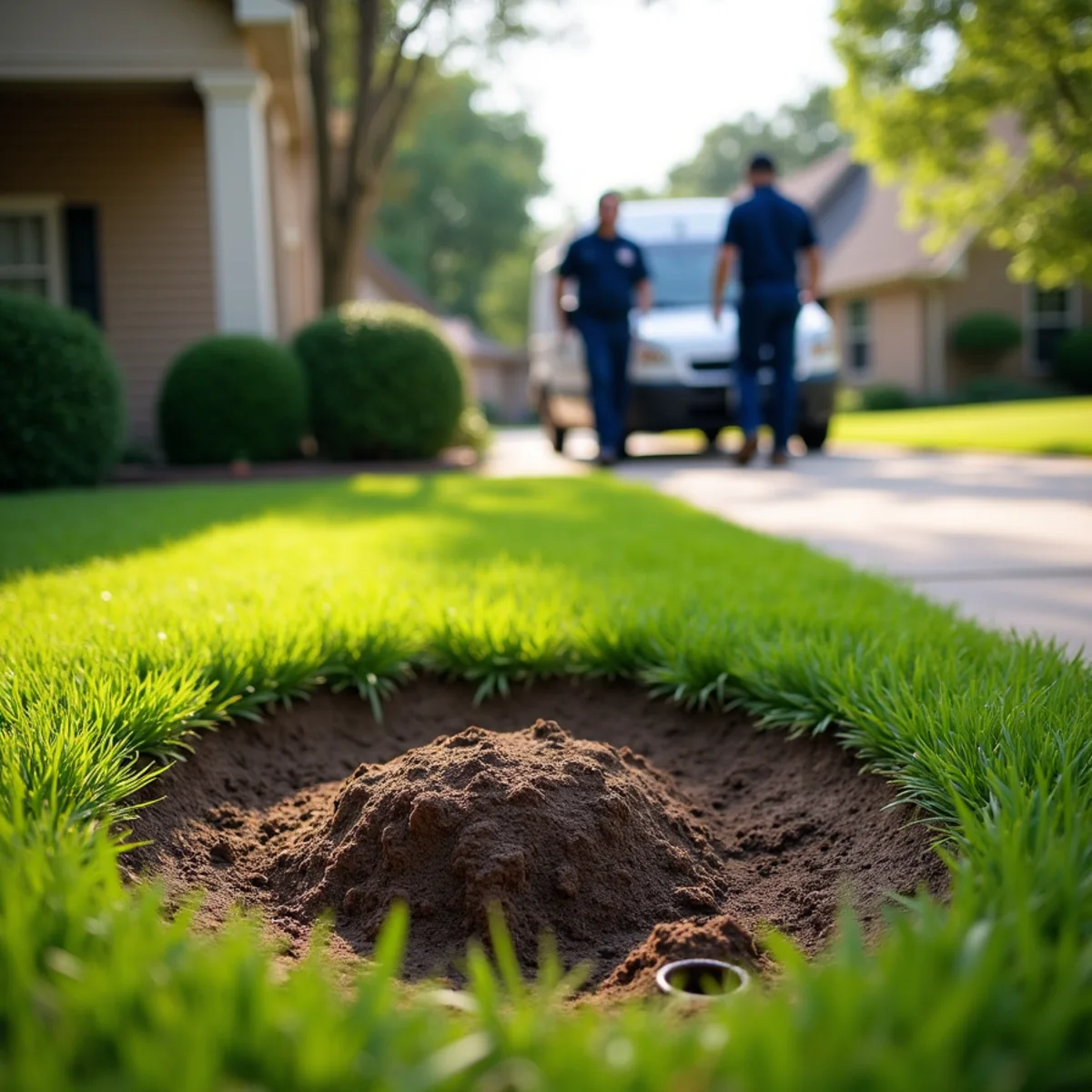 Finished sewer line repair & replacement job in an Addison, TX home by Belt Line Plumbing