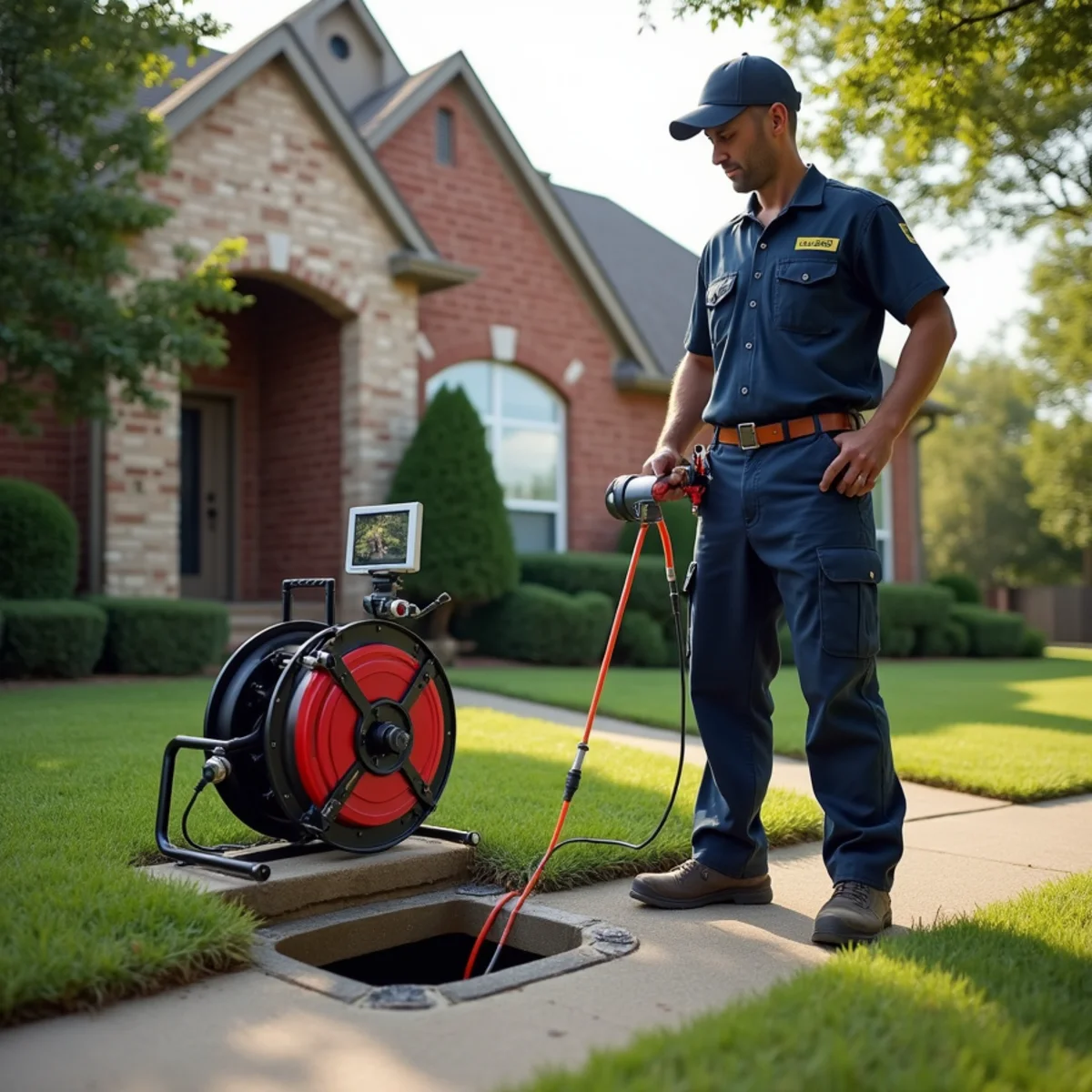 Sewer camera inspection on a residential main line in Addison TX