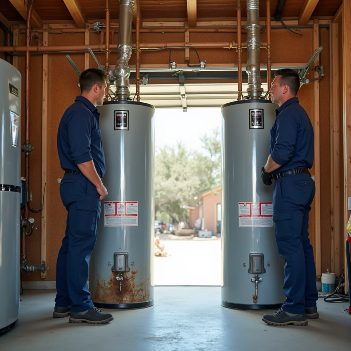 Old versus new water heater comparison in an Addison home