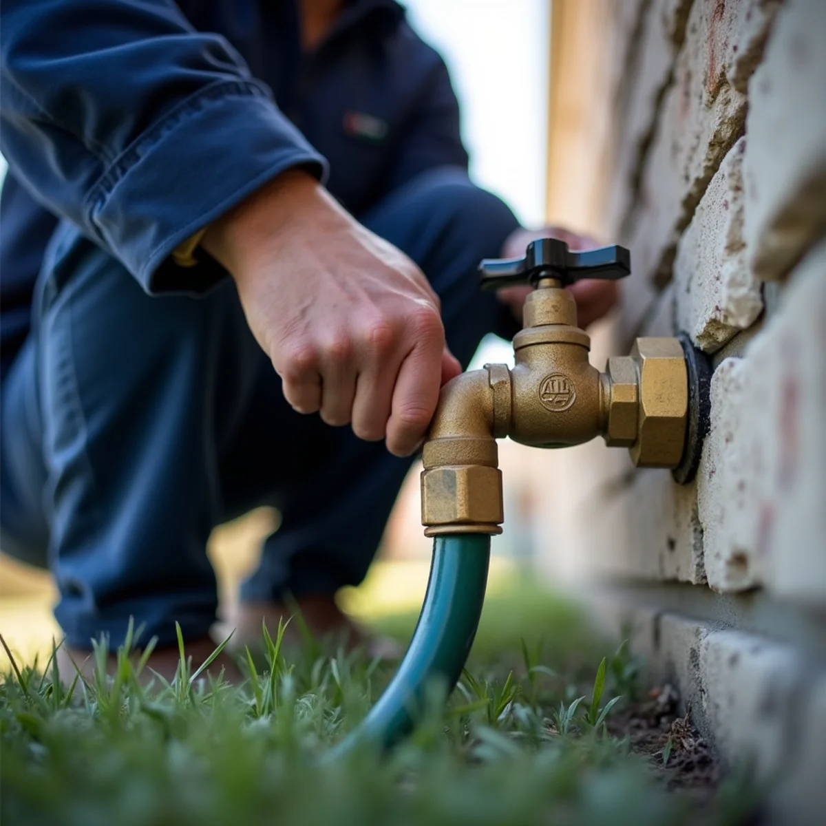 Homeowner disconnecting a garden hose before a Texas freeze