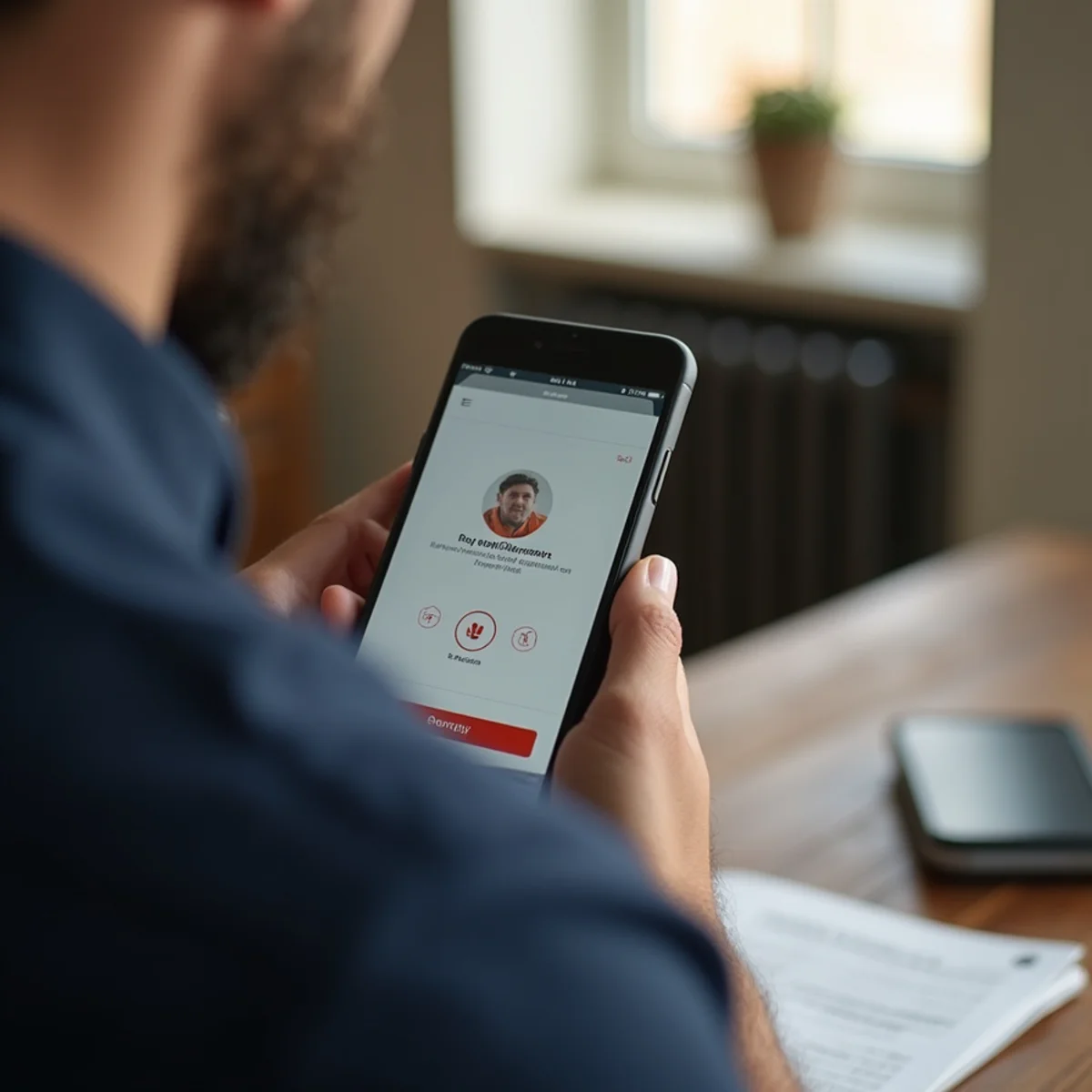 Homeowner saving a 24/7 emergency plumber phone number in their contacts